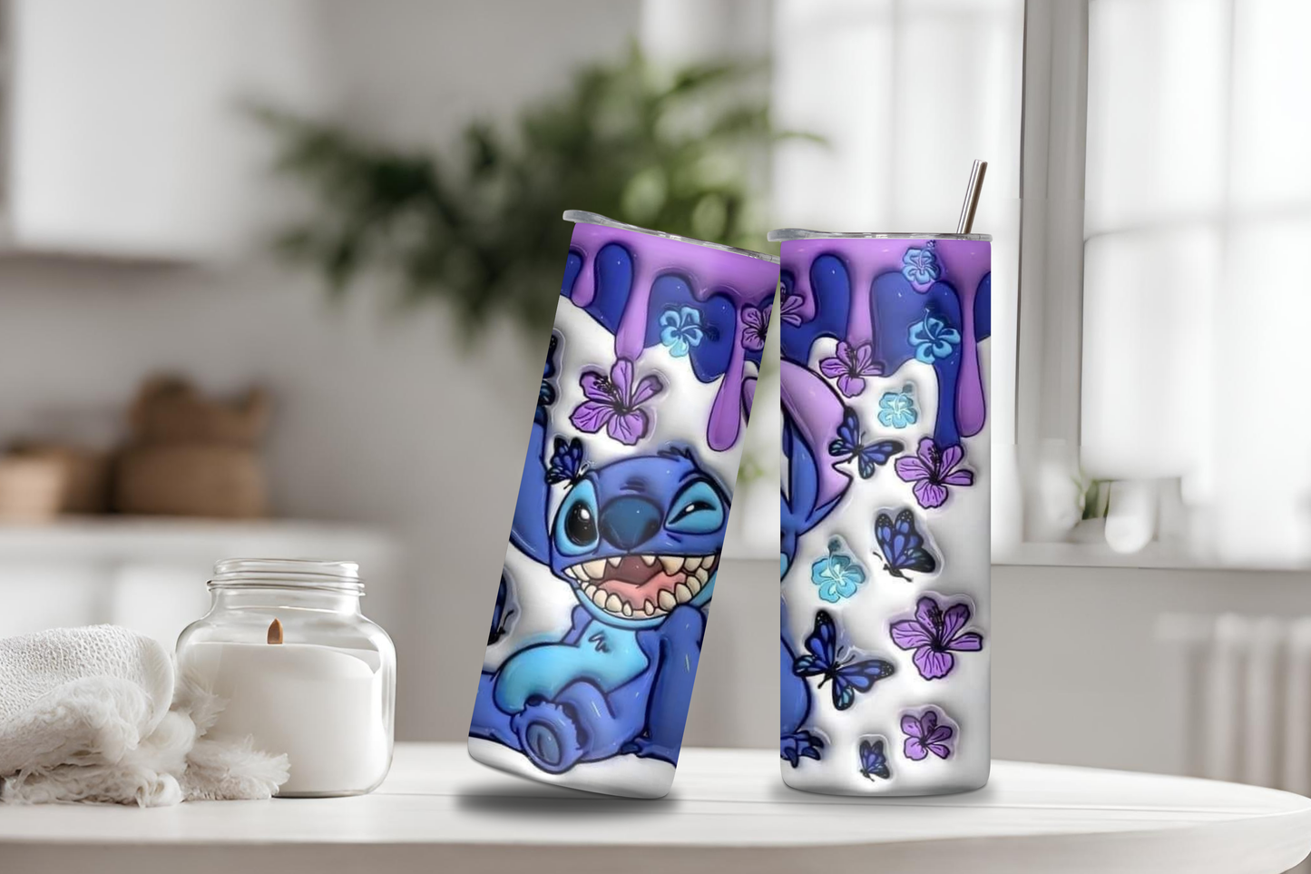 3D Purple Tumbler, 20 oz skinny tumbler, custom tumbler, drinkware