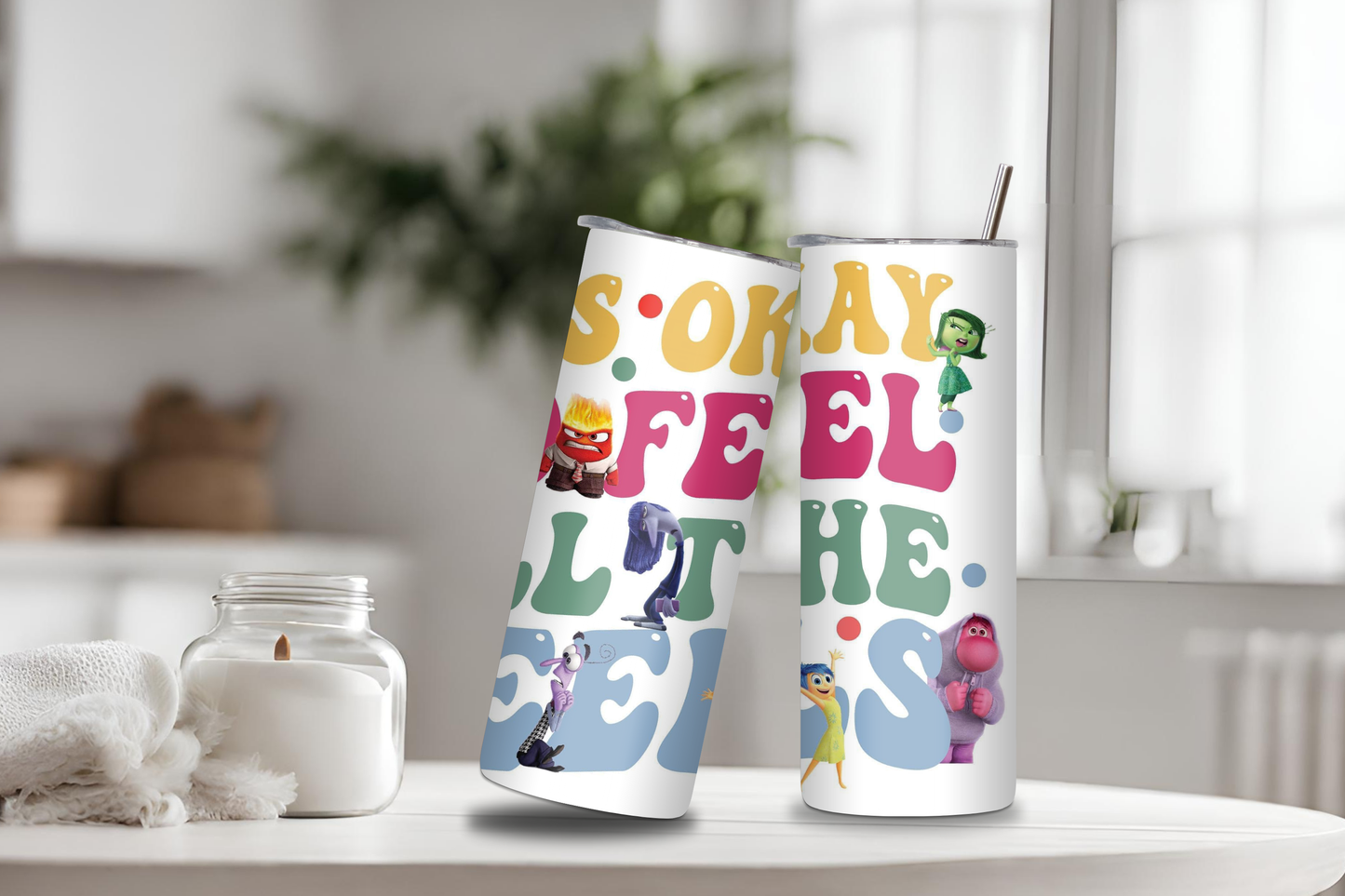 Is Ok To Feel All The Feelings Tumbler, 20 oz skinny tumbler