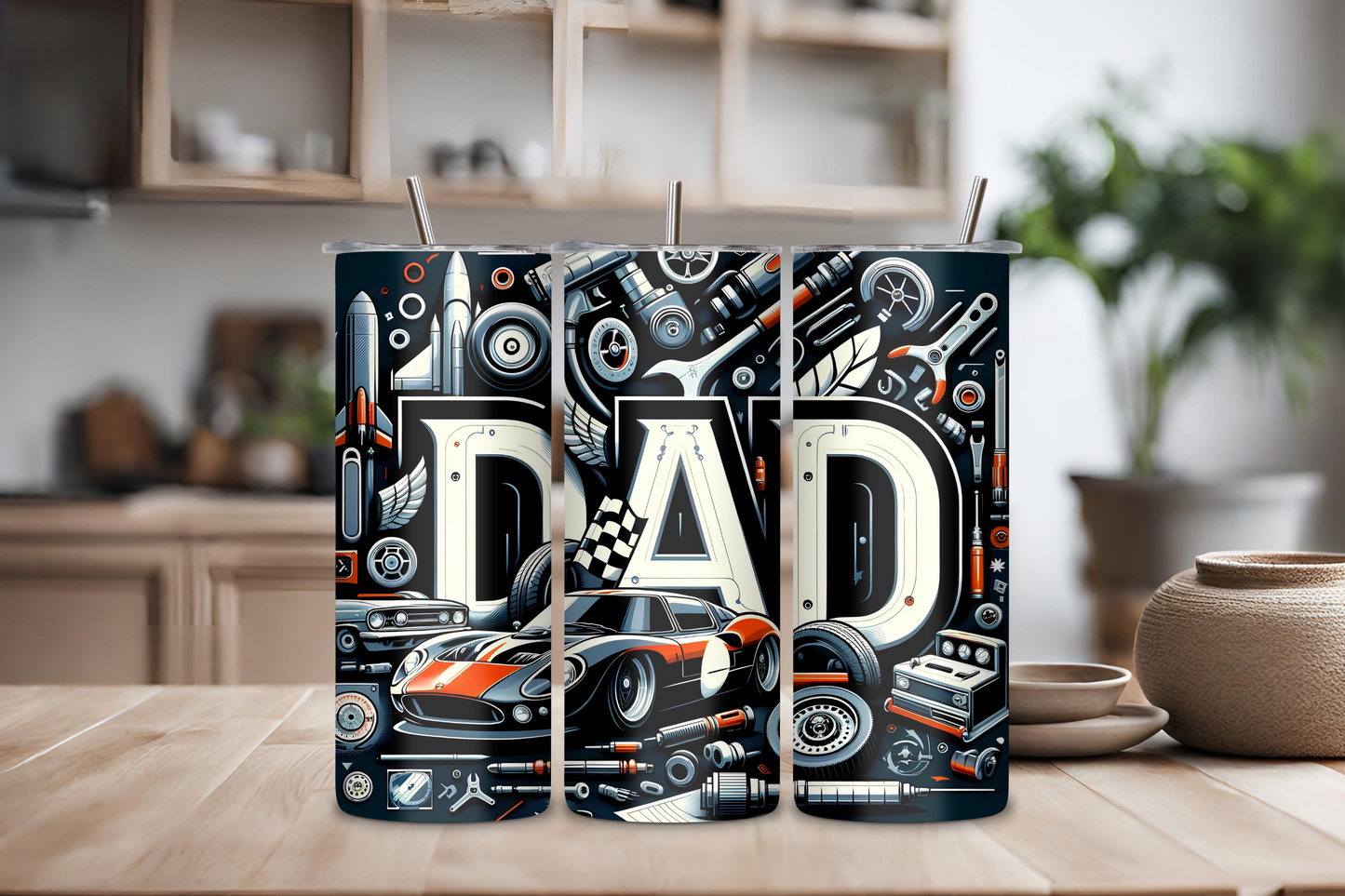 DAD Mechanic Custom Tumbler, 20 oz skinny tumbler, drinkware, travel