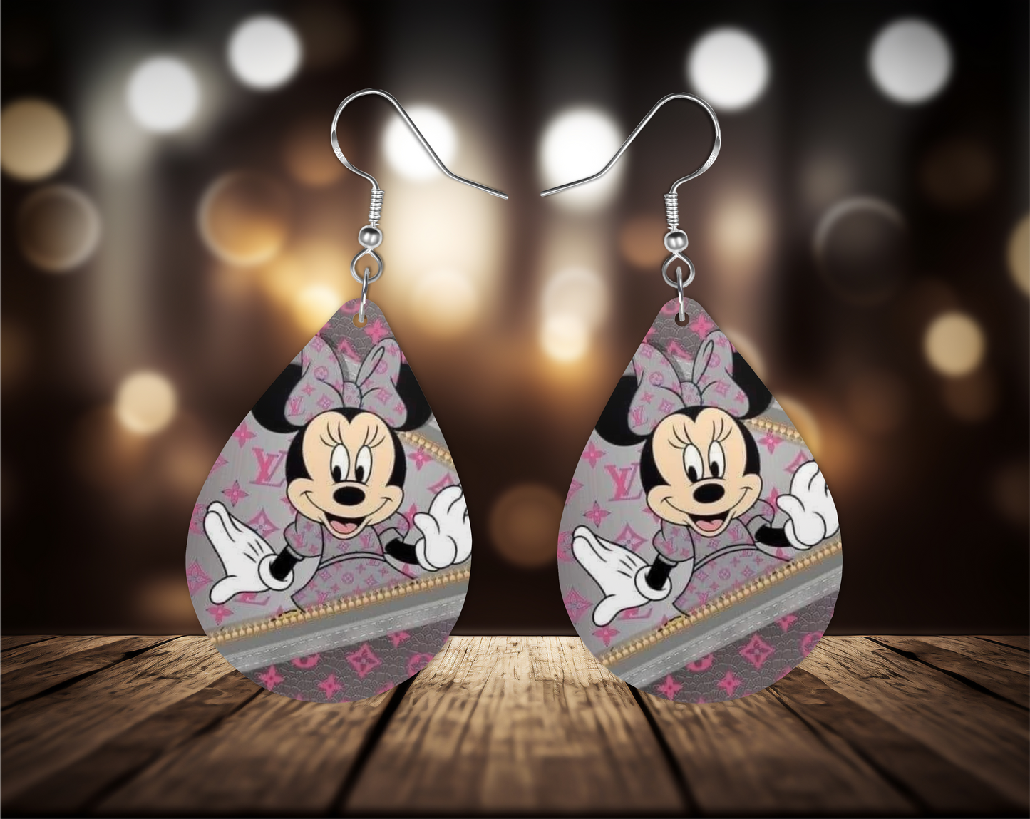 Cartoon Pink & Grey Earrings, Fashion Design Teardrop Earrings