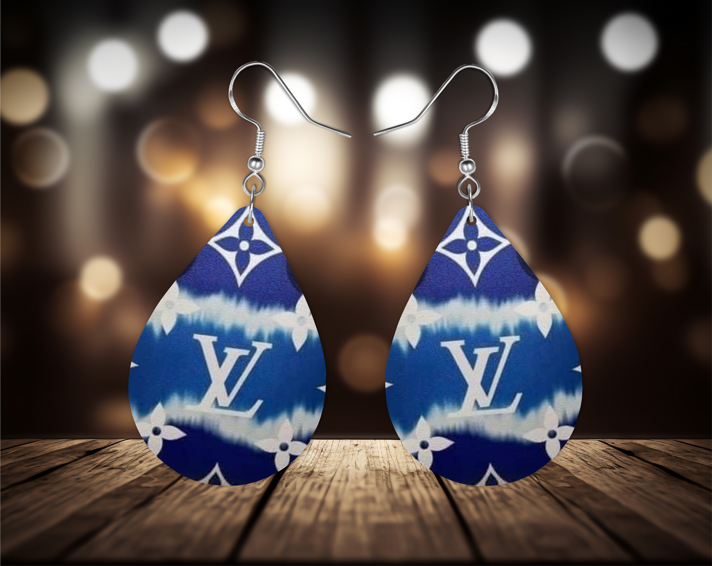 Cartoon Blue White Earrings, Fashion Design Teardrop Earrings