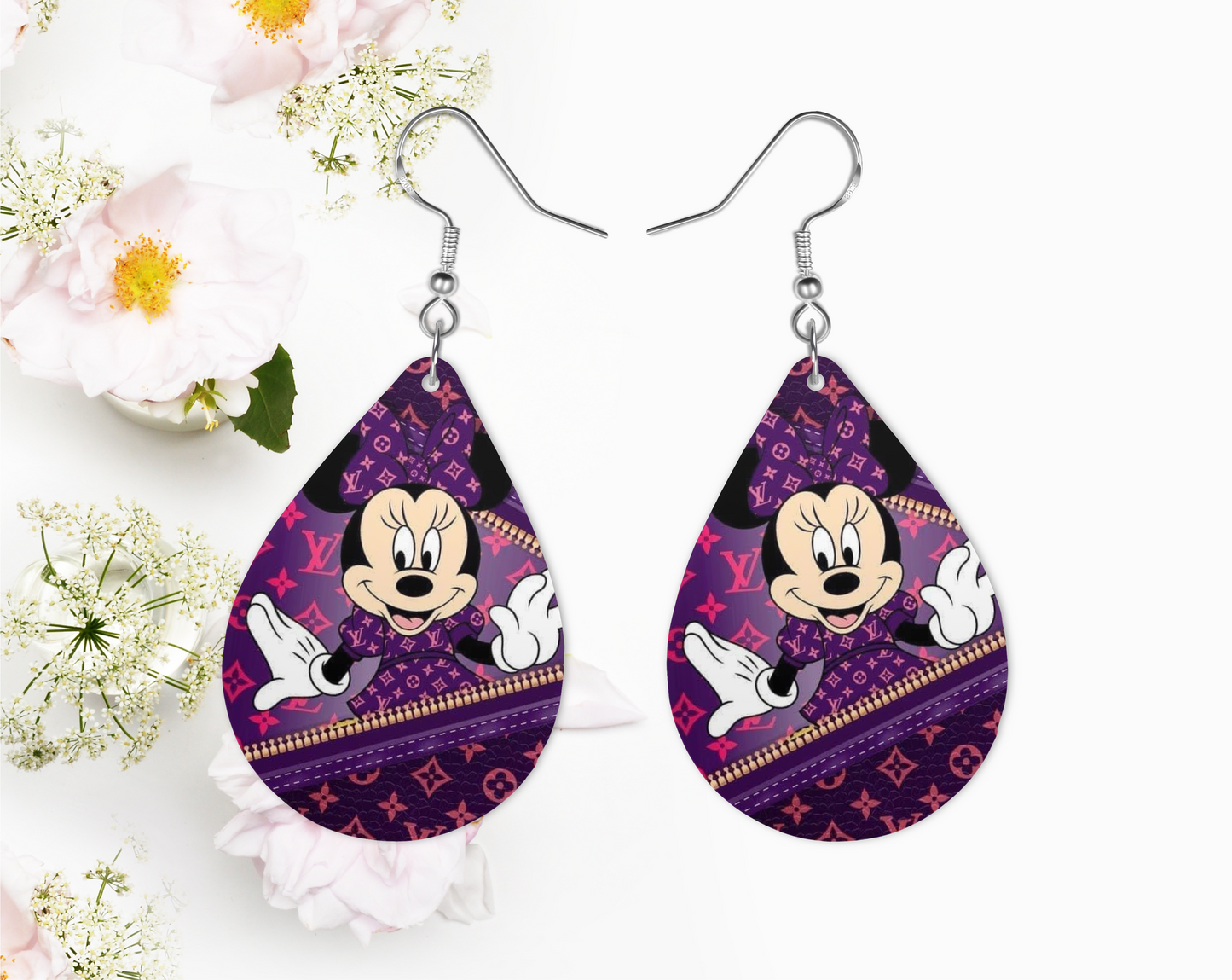 Cartoon Purple Earrings, Fashion Design Teardrop Earrings
