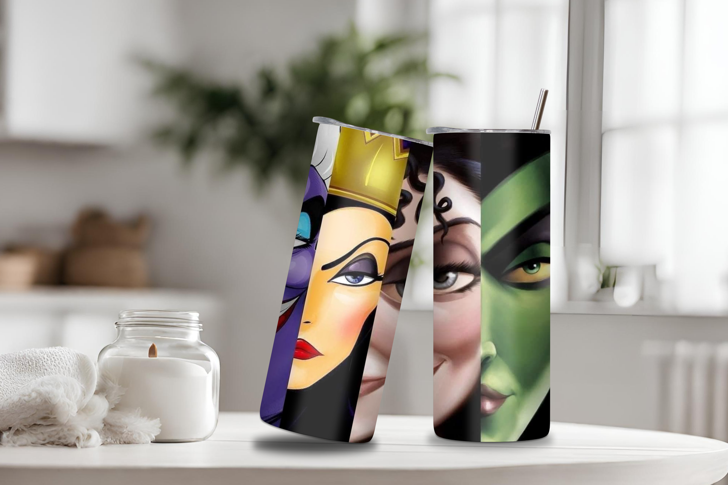 Evil Cartoon Characters Tumbler, 20 oz skinny tumbler, custom tumbler, drinkware