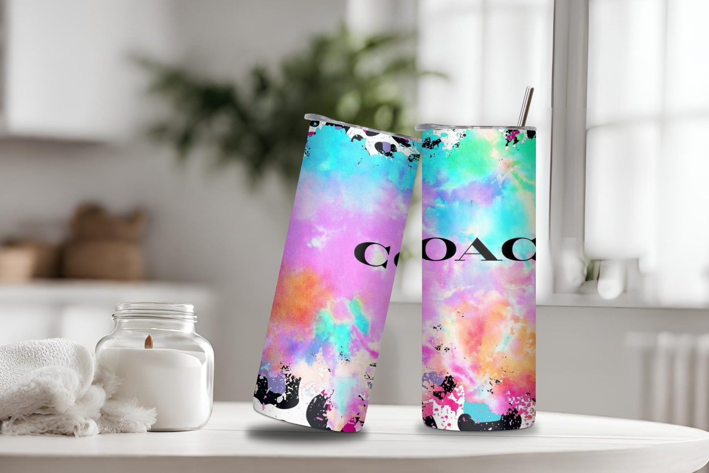 Splash of Color Design Tumbler, 20 oz skinny tumbler, custom tumbler, drinkware