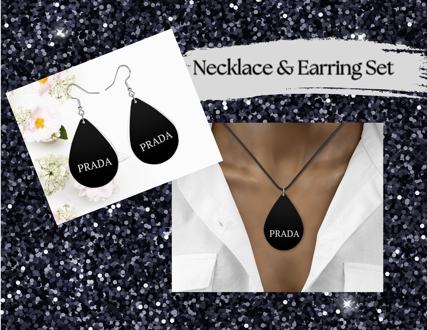 Initial P Necklace, Make it set! Black