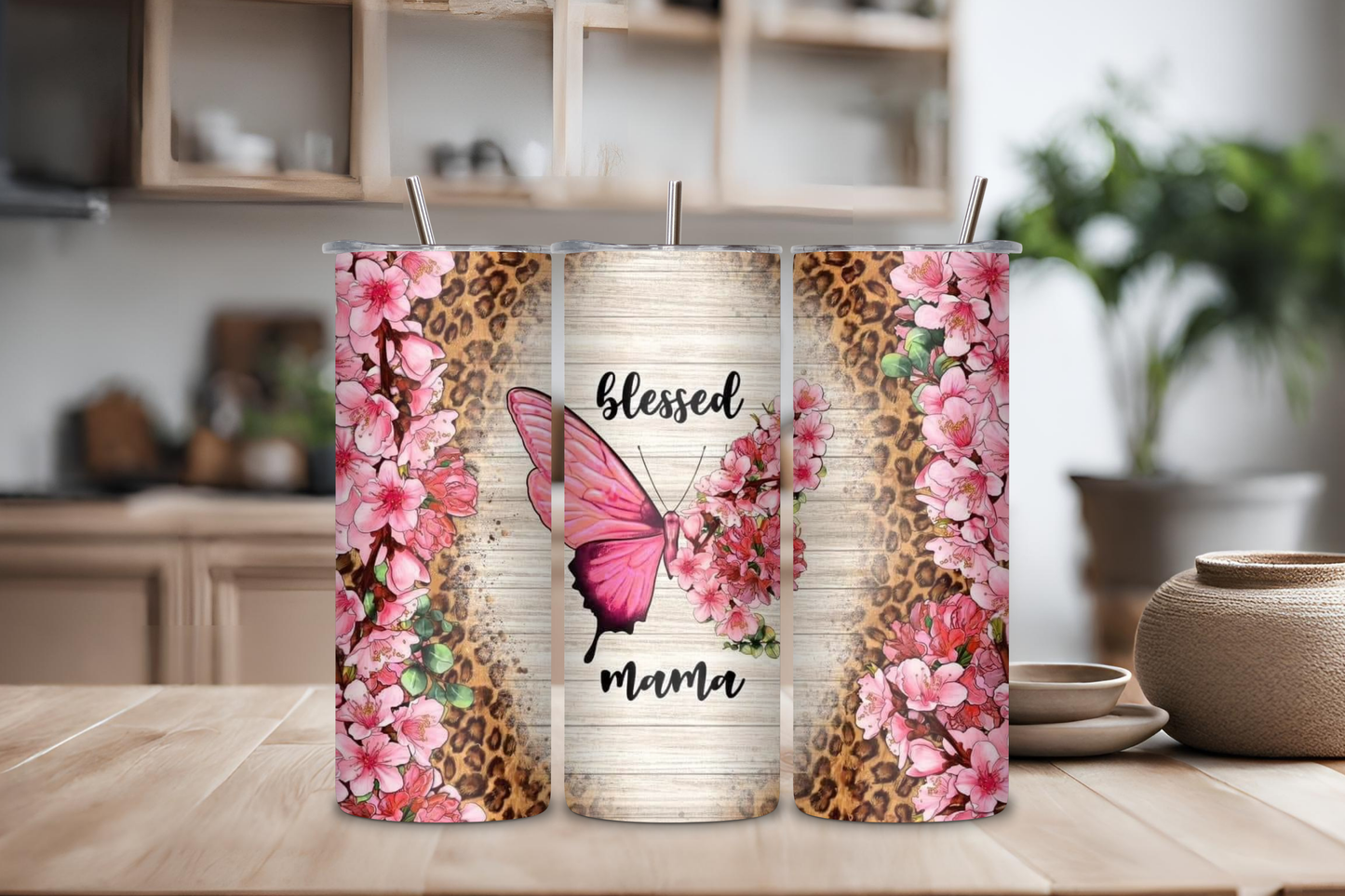 Blessed Mama Tumbler, 20 oz skinny tumbler, custom tumbler, drinkware