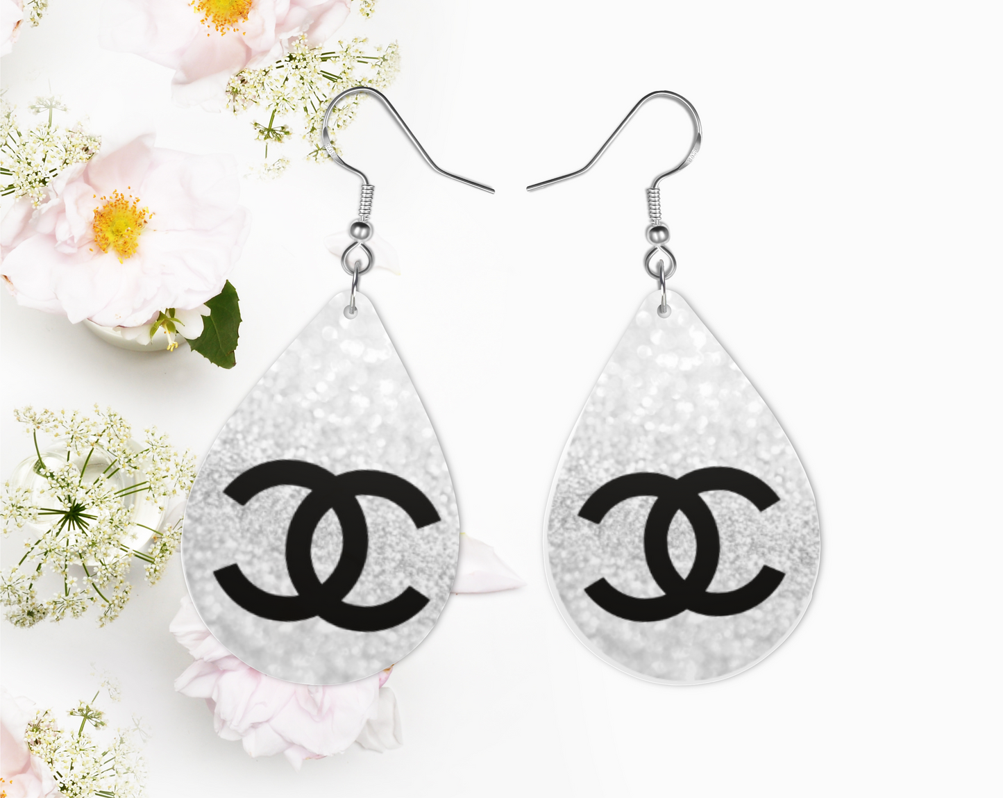 C Silver Earrings, Fashion Design Teardrop Earrings