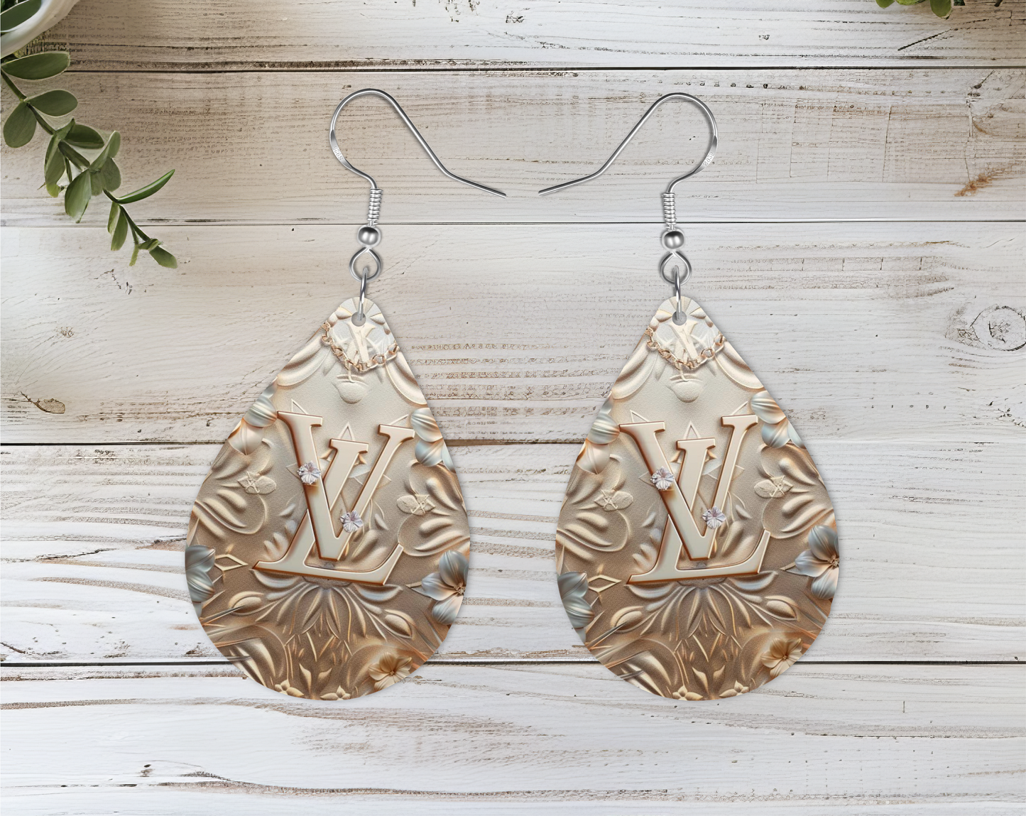 Beige Elegant Earrings, Fashion Design, Teardrop Earrings