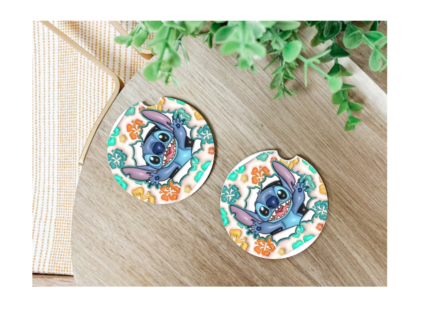 Cartoon Car Coasters, neoprene material, car accessory