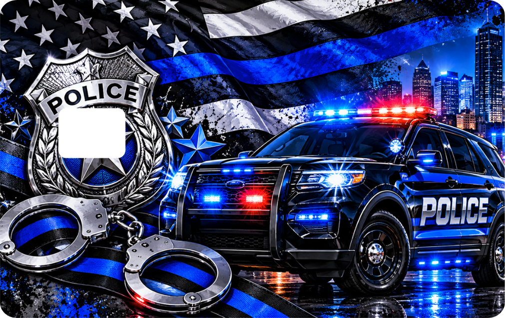 Police Debit Card Decal Sticker – Thin Blue Line Police Card Skin QTY 2 same design