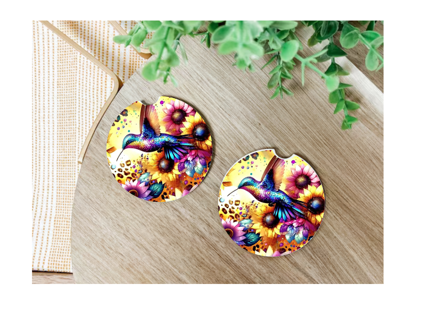 Hummingbird Car Coasters, neoprene material, car accessory