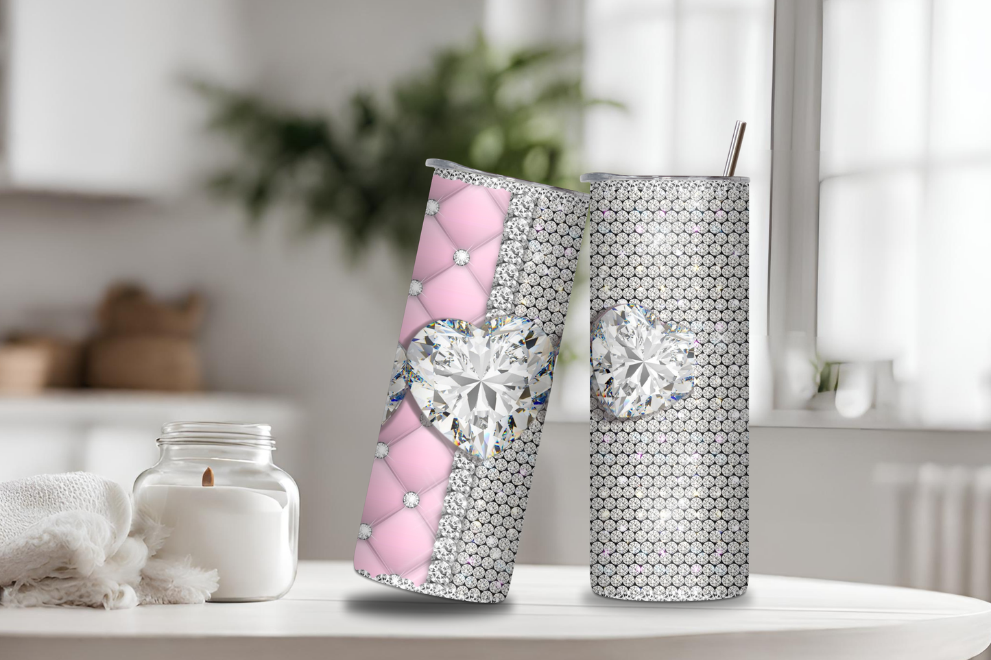 Heart Diamond Tumbler, 20 oz skinny tumbler