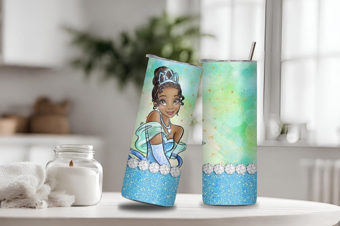 Princess Tiana Tumbler, 20 oz skinny tumbler, Personalized