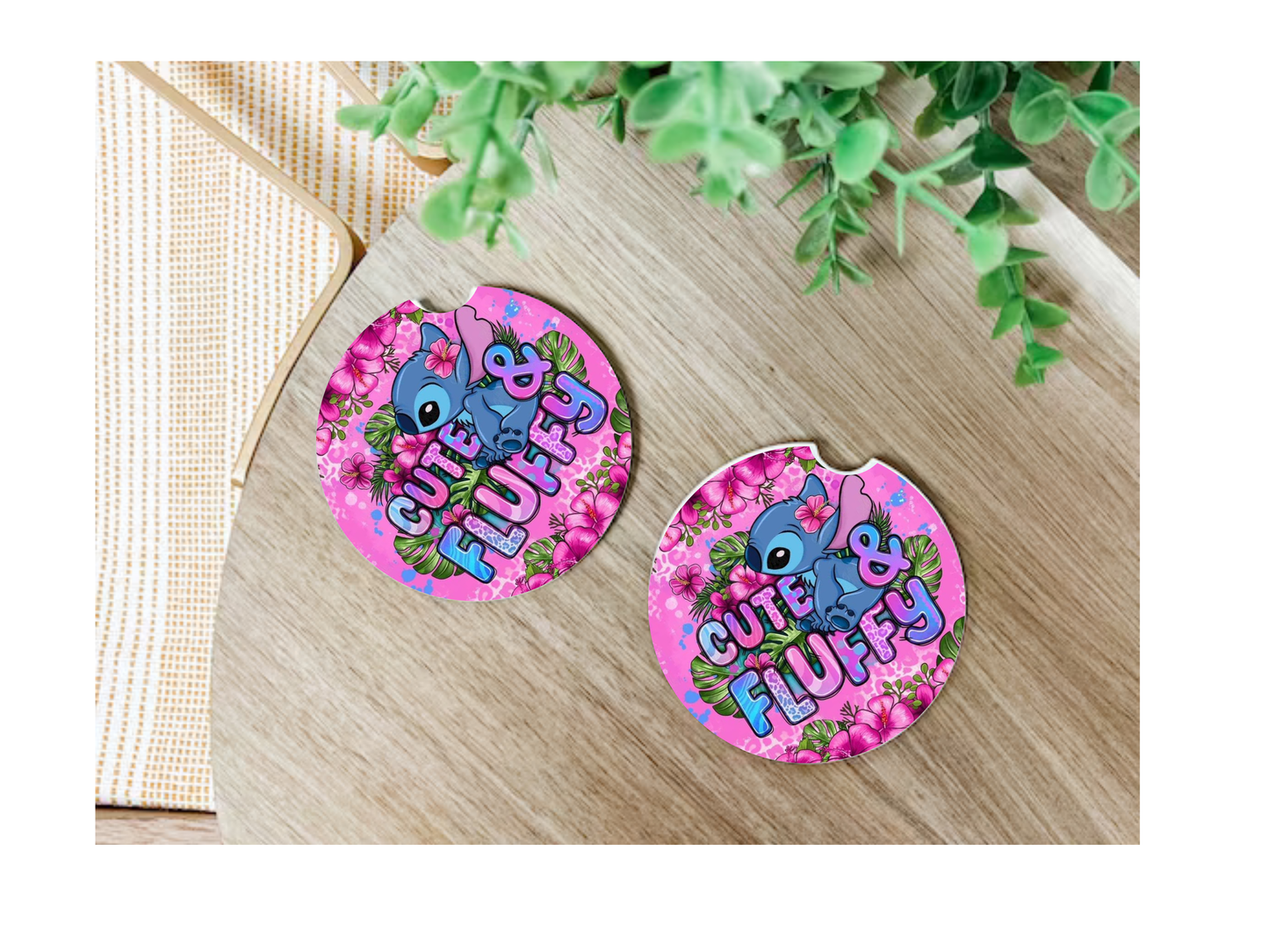 Cute & Fluffy Car Coasters, neoprene material, car accessory