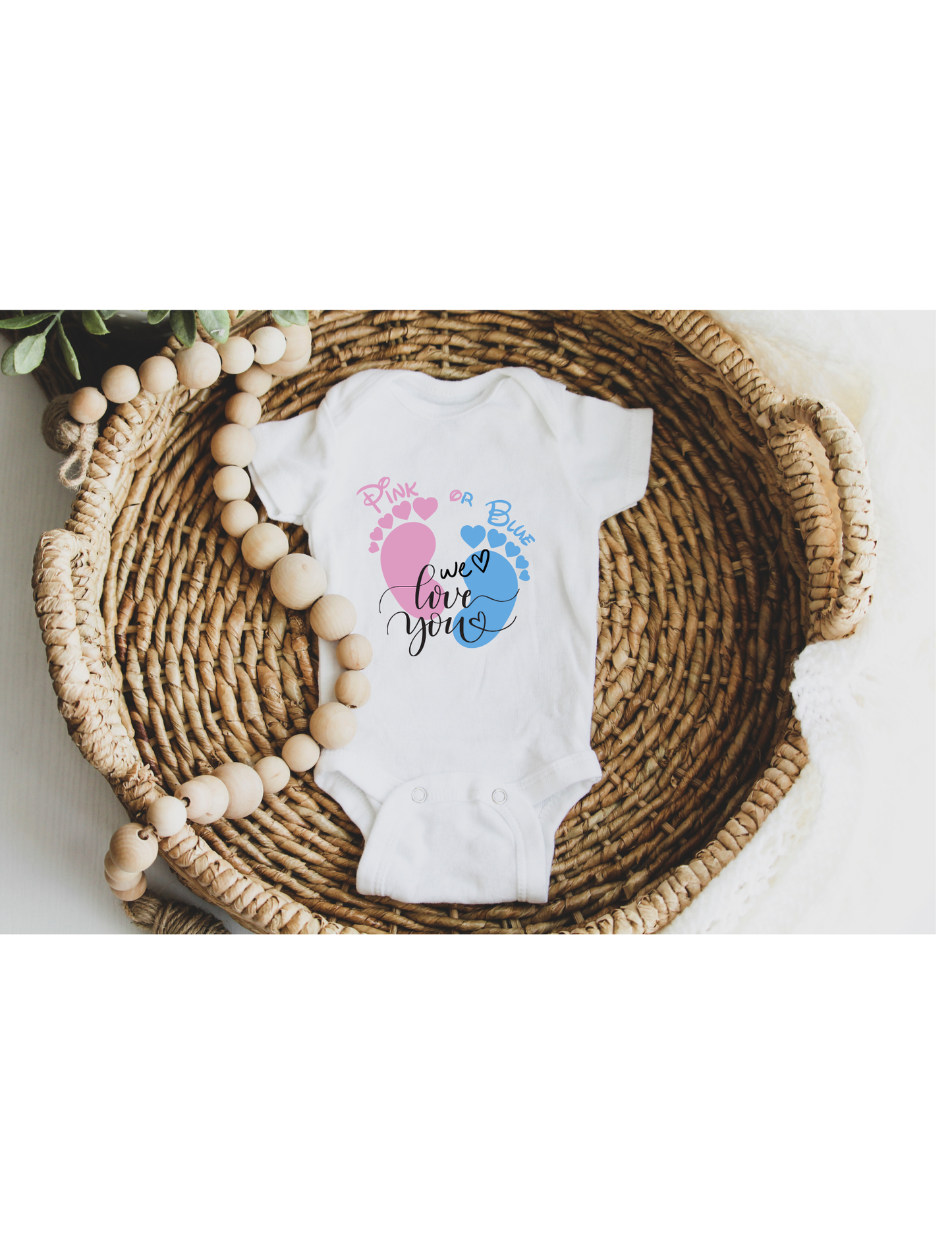 Pink or Blue We Love You Bodysuit, Gender Reveal, Size 0-3 months