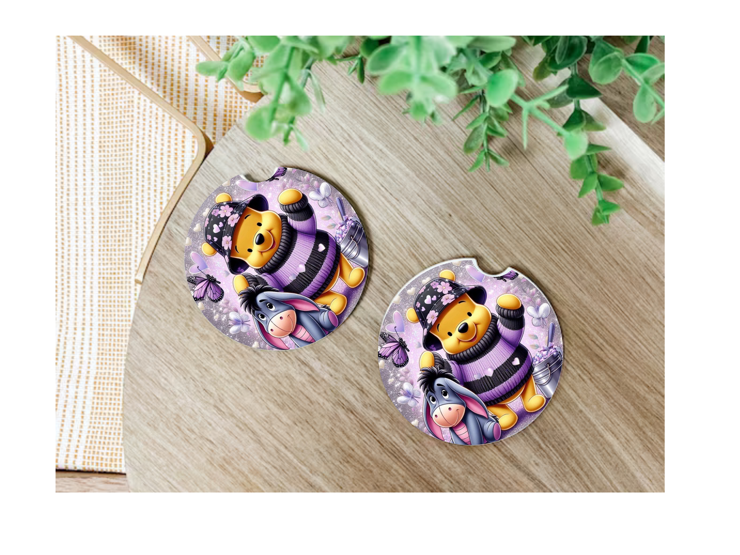 Honey Bear Car Coasters, neoprene