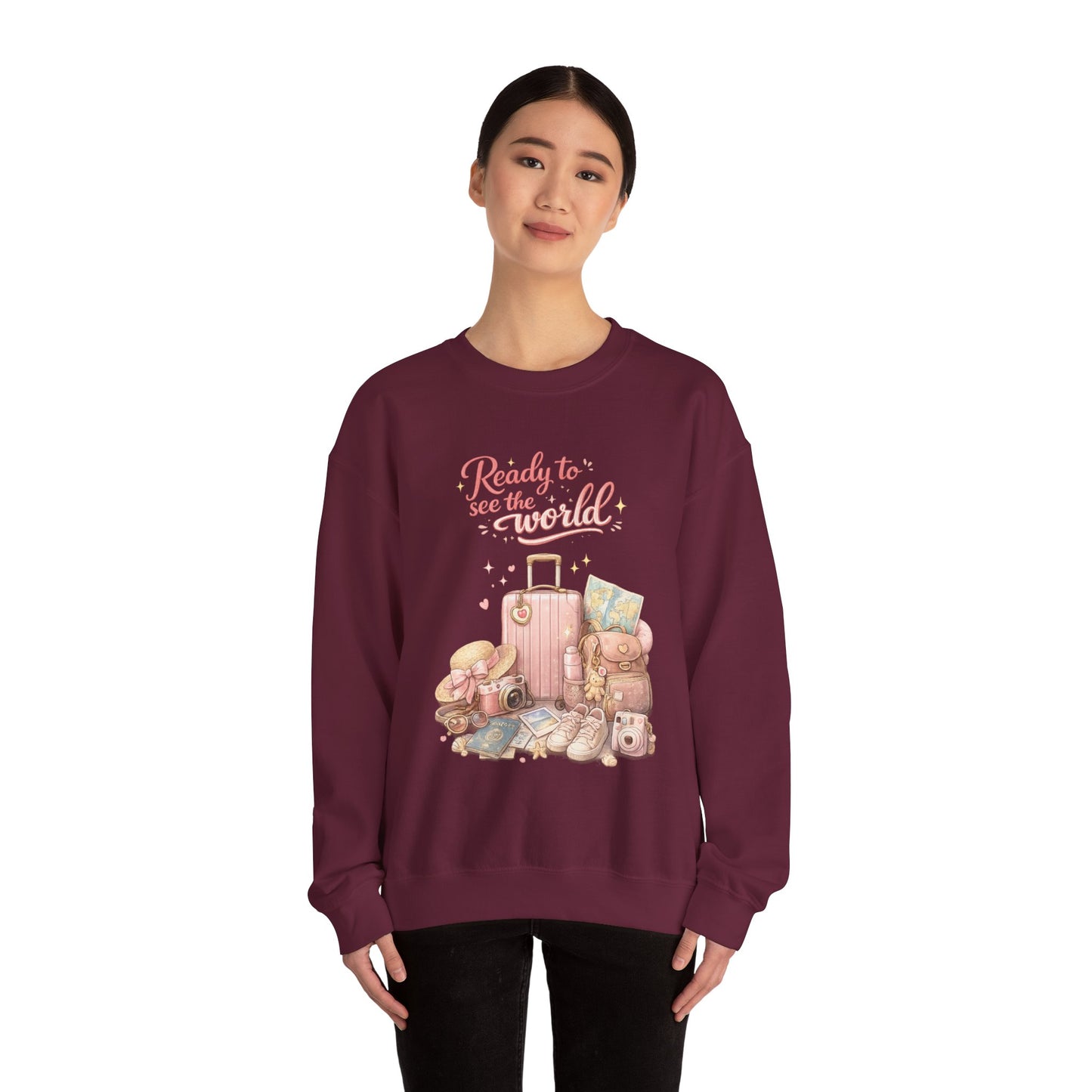 Ready to See the World Adventure Sweatshirt – Trendy Travel Graphic Pullover