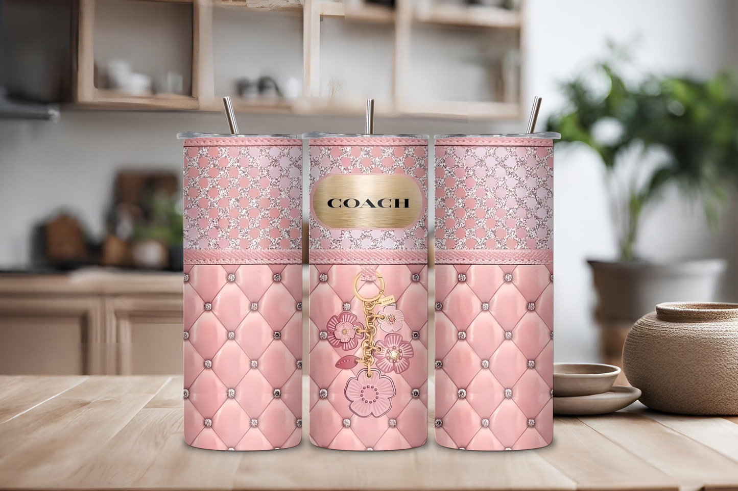 Pink Design Custom Tumbler, 20 oz skinny tumbler, drinkware, travel