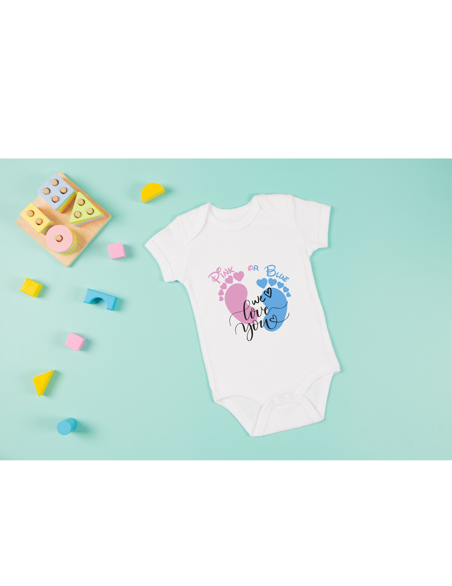 Pink or Blue We Love You Bodysuit, Gender Reveal, Size 0-3 months