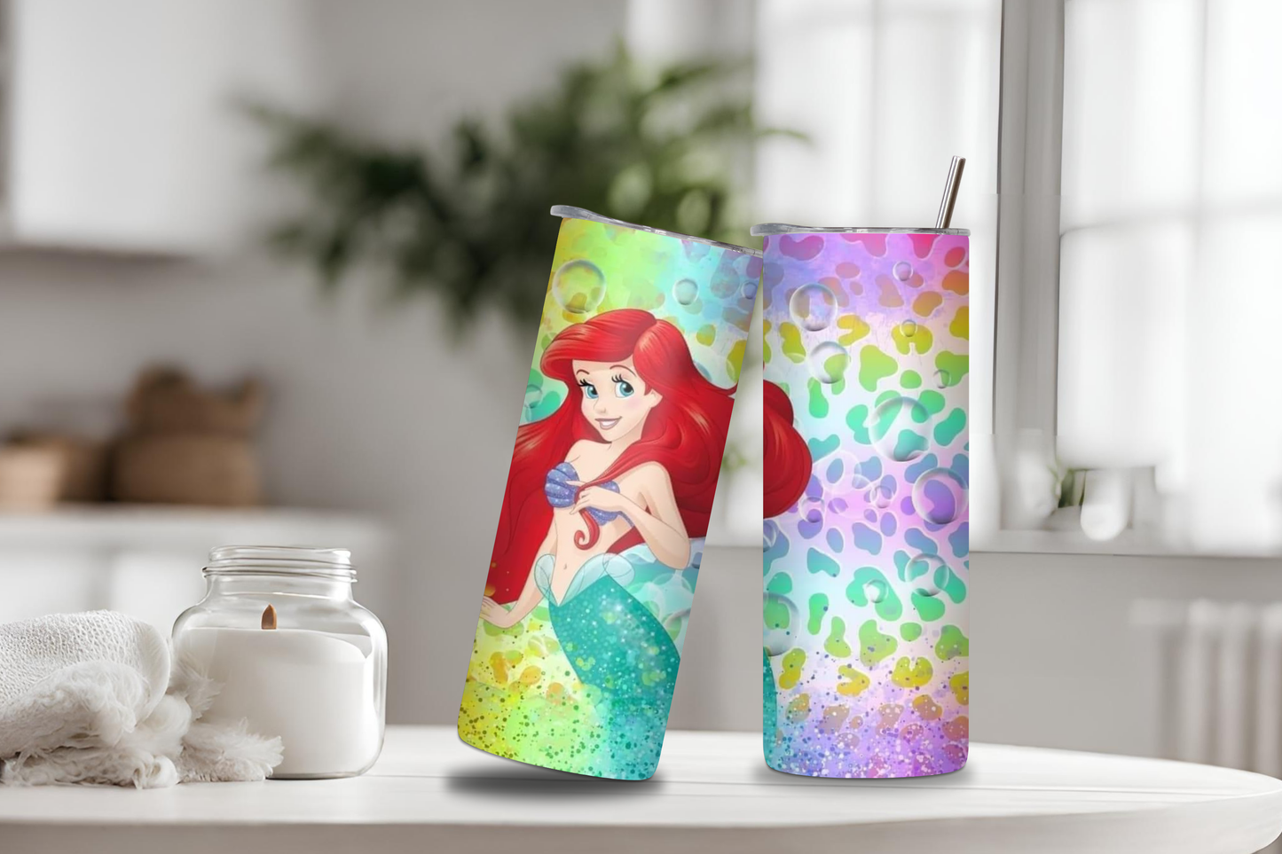 Mermaid Tumbler, 20 oz skinny tumbler, custom tumbler, drinkware