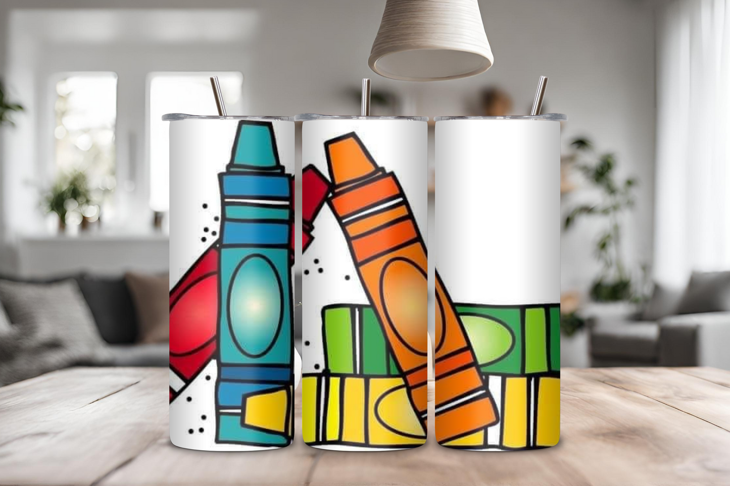 Crayon Tumbler, 20 oz skinny tumbler, custom tumbler, drinkware