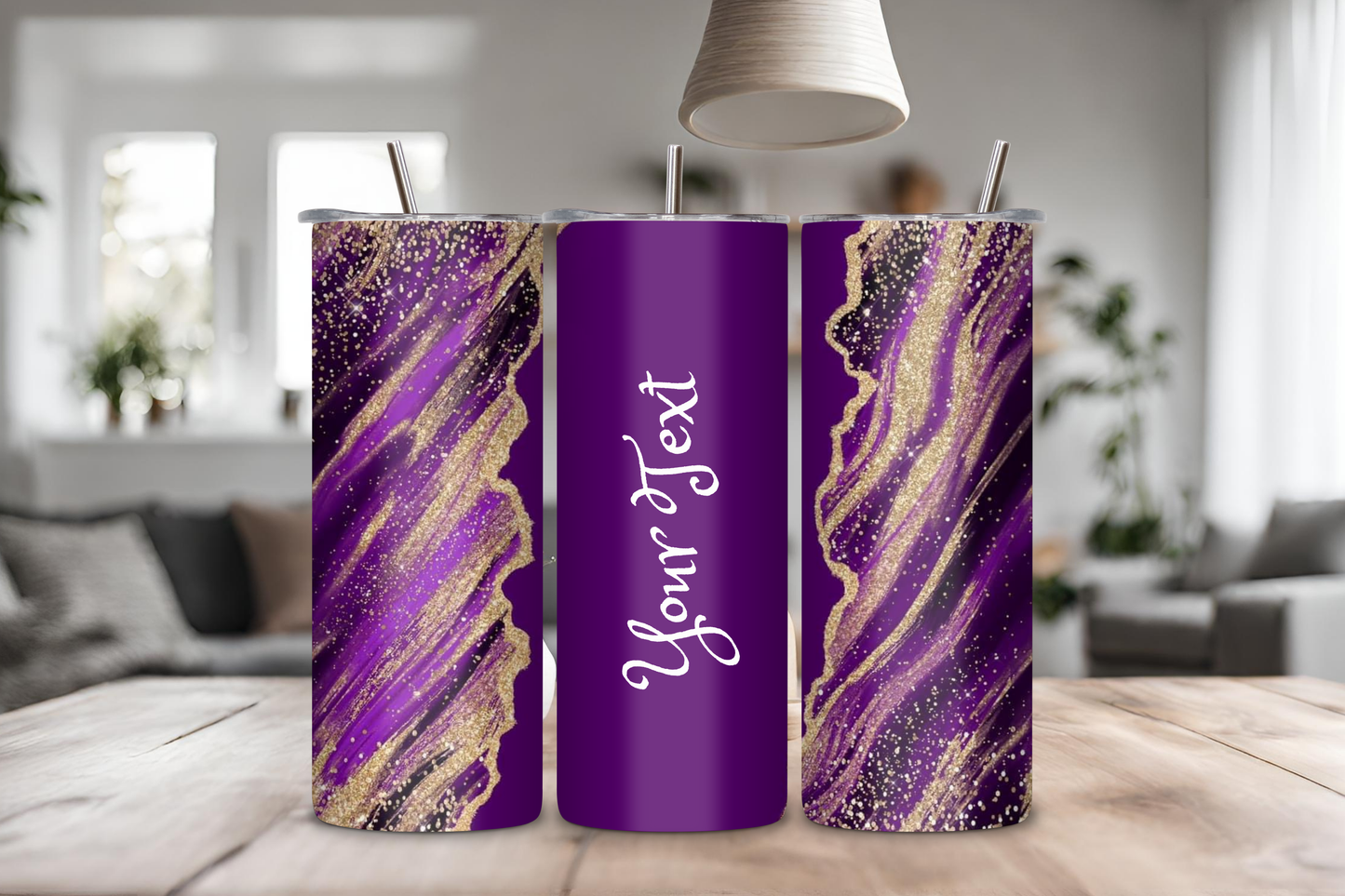 Purple Marble Personalized Tumbler, 20 oz skinny tumbler