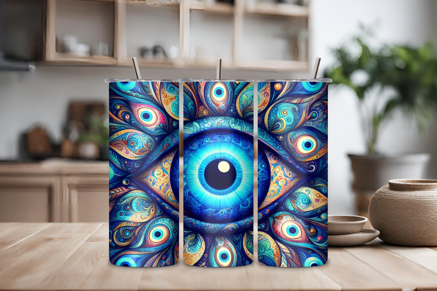 Evil Eye Tumbler, 20 oz skinny tumbler, custom tumbler, drinkware