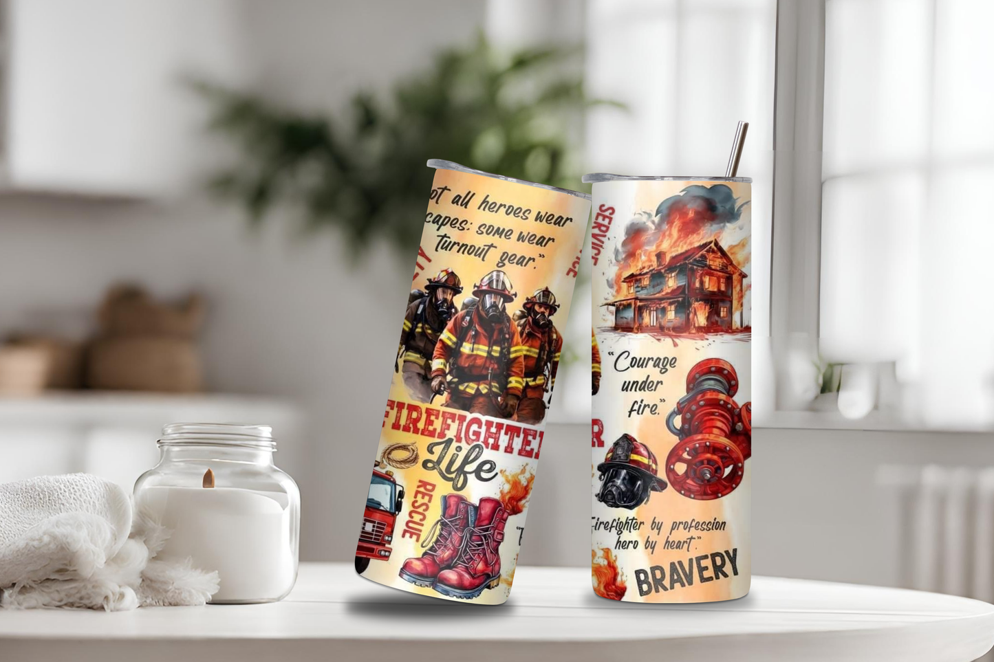 Firefighter Life Tumbler, 20 oz skinny tumbler
