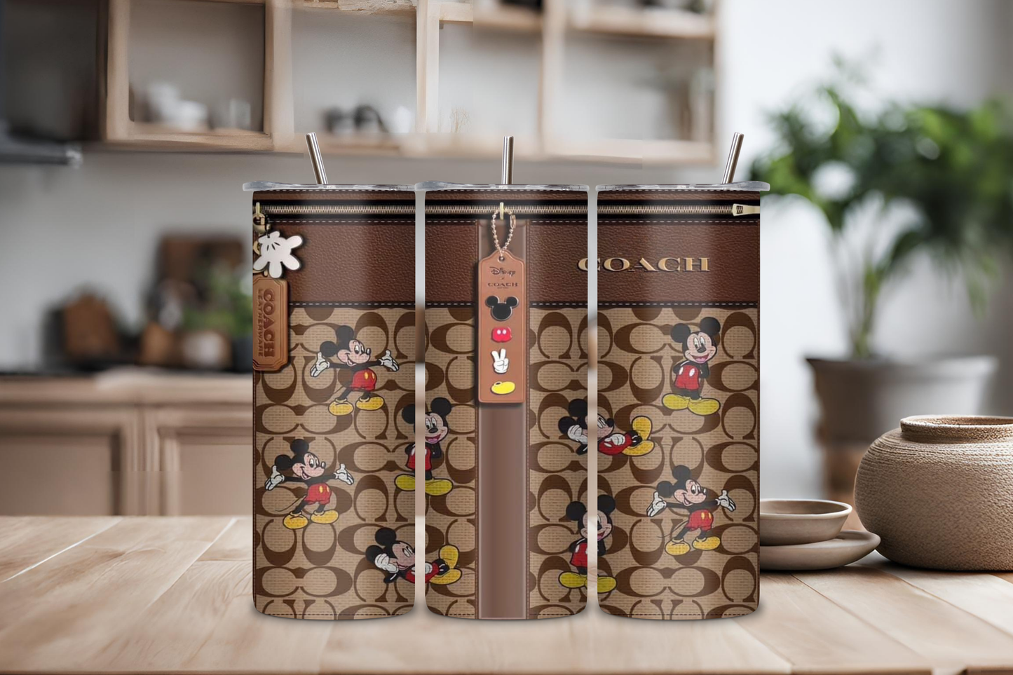 Luxury Mickey Brown Tumbler, 20 oz skinny tumbler, custom tumbler, drinkware