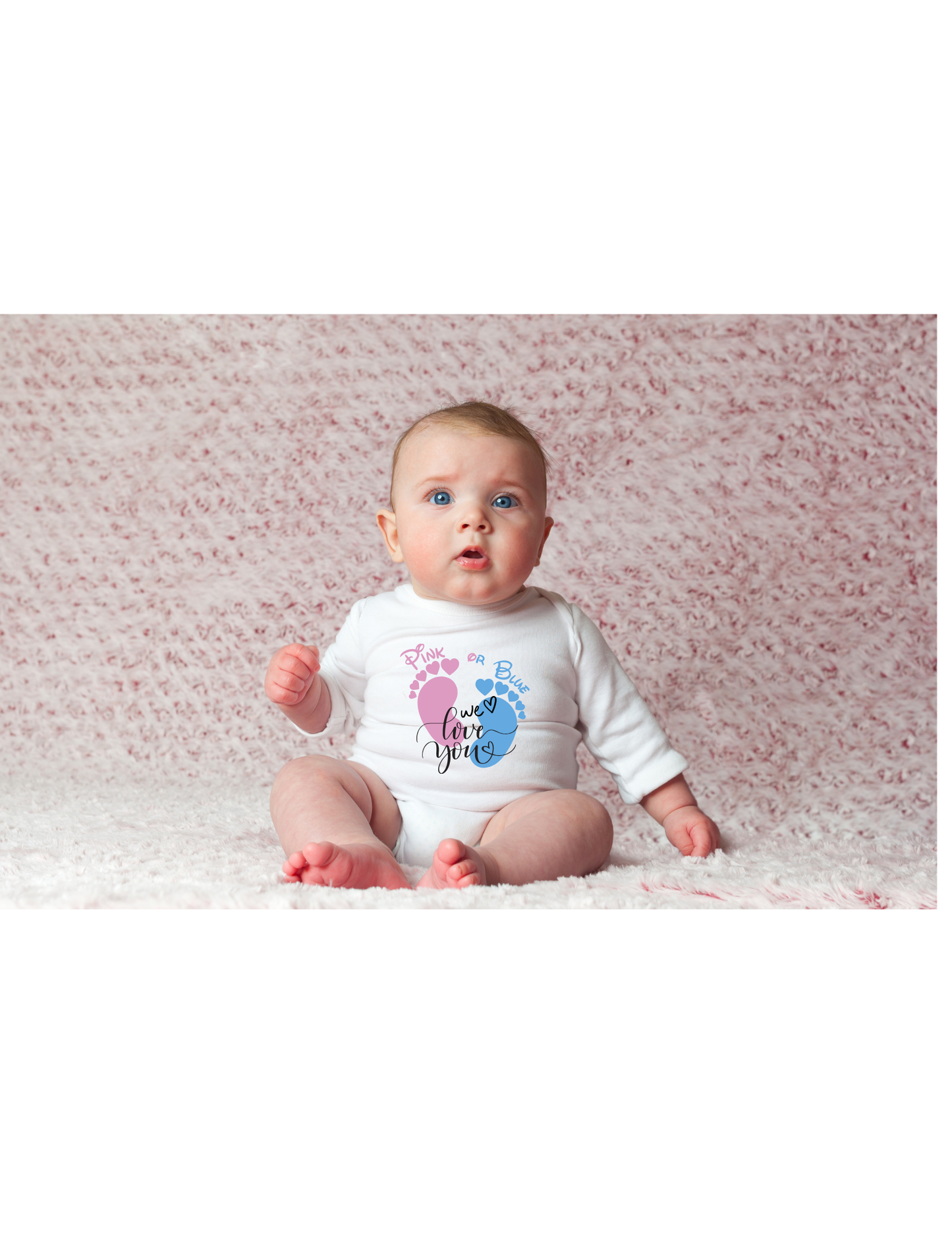 Pink or Blue We Love You Bodysuit, Gender Reveal, Size 0-3 months