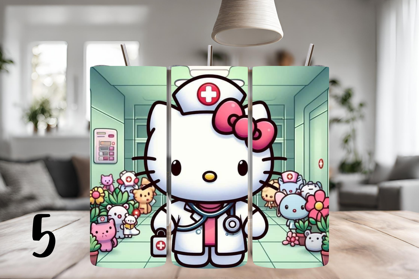 Kitty Nurse Tumbler, 20 oz skinny tumbler, custom tumbler, drinkware