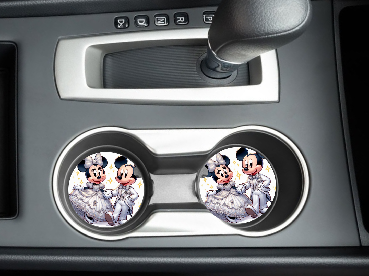 Famous Mickey Pair Car Coasters, neoprene material, car accessory