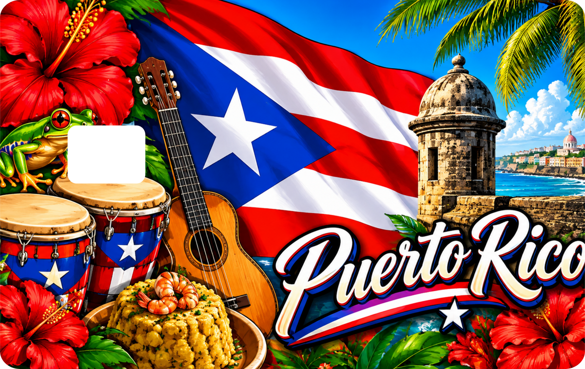 Puerto Rico Tambores Debit Card Sticker Design, QTY 2 same design