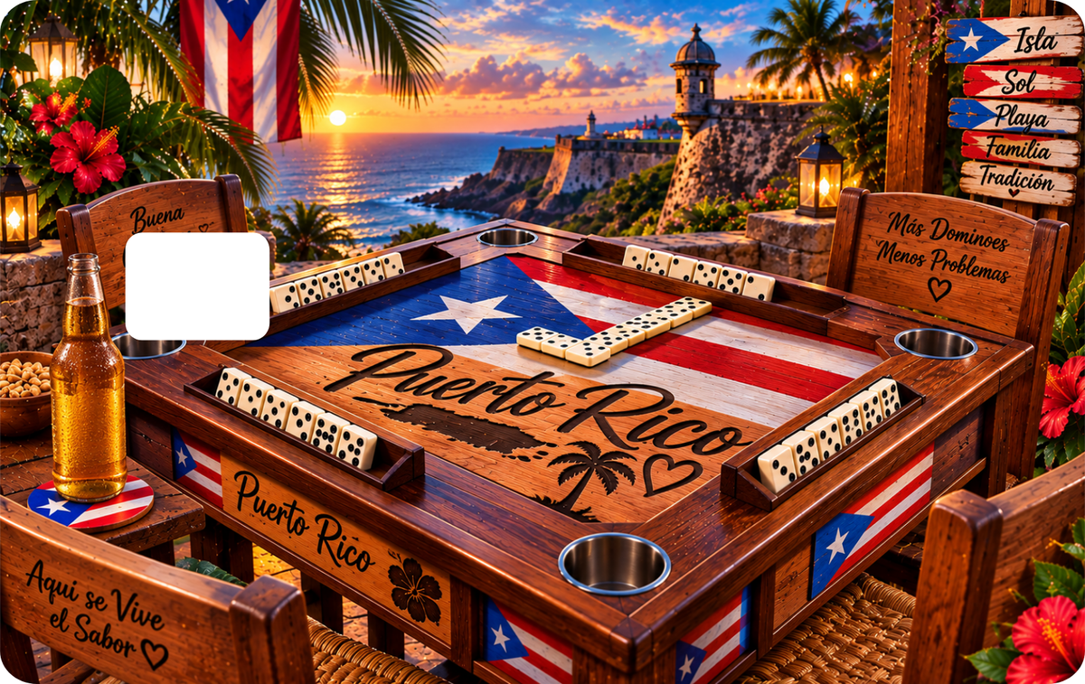 Puerto Rico Dominoes Table Debit Card Sticker Design, QTY 2 same design