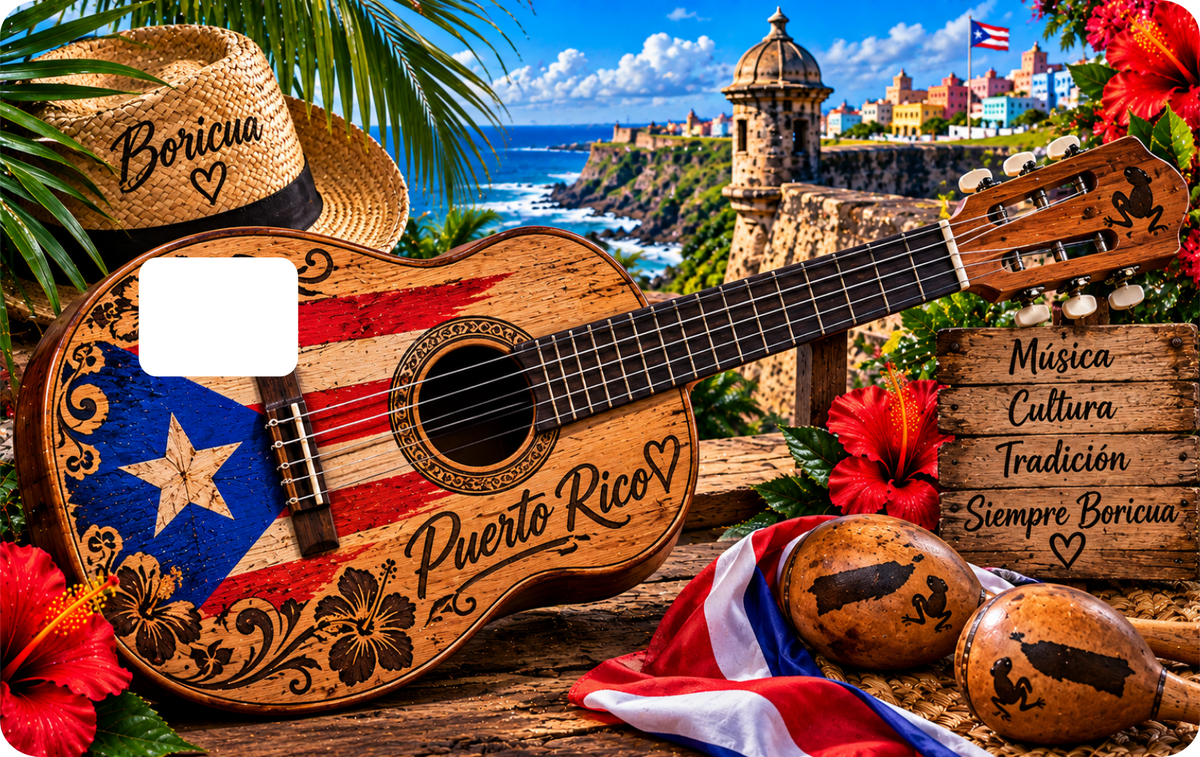 Puerto Rico Cuatro Debit Card Sticker Design, QTY 2 same design