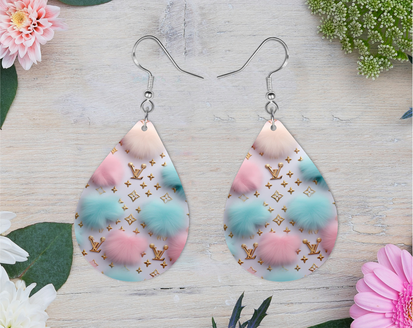 L initial Pom Pom Earrings, fashion Design, Teardrop Earrings