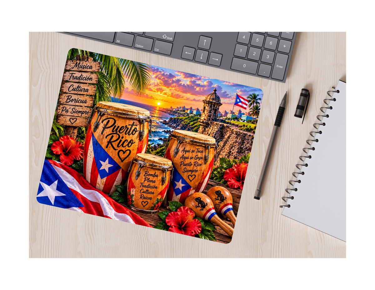 Puerto Rico Tambores Mousepad, Desk Accessories