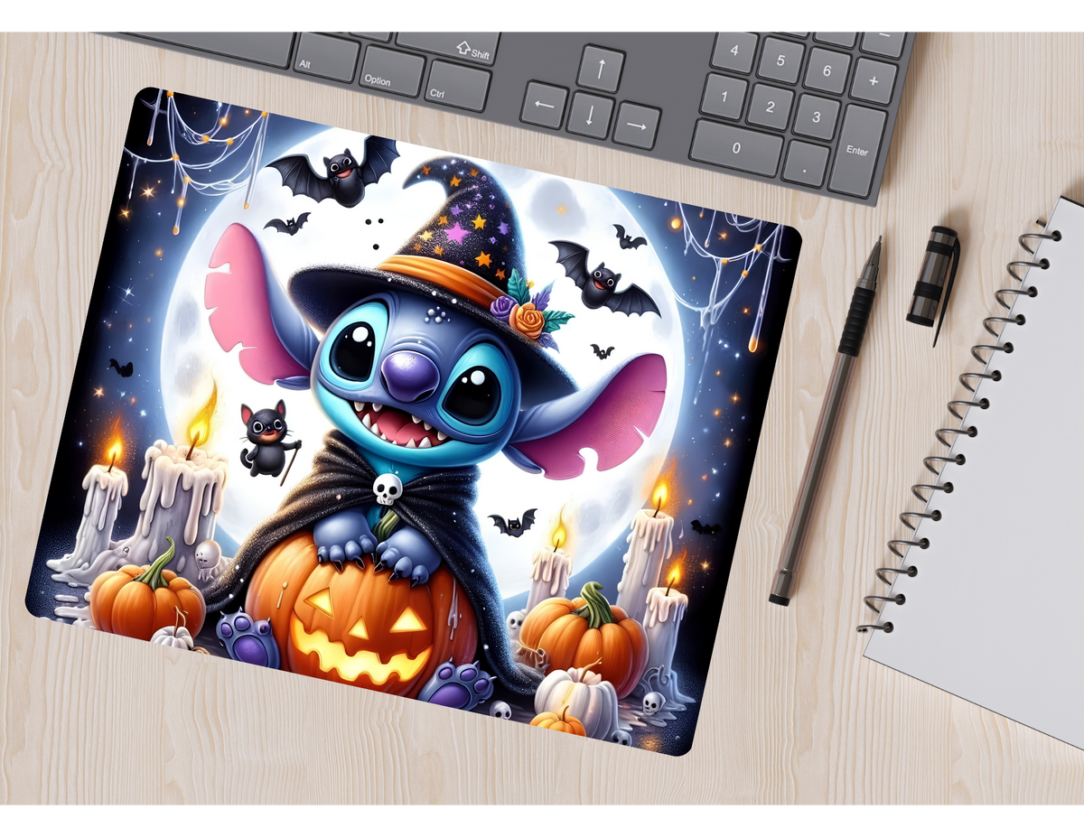 Cute Blue Alien Halloween Mousepad Design, Desk Accessory