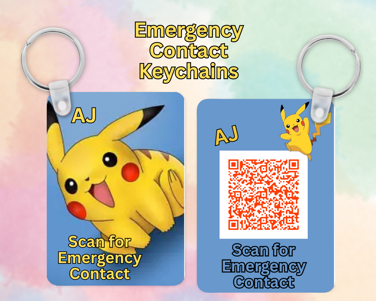 Emergency Contact Keychains, Great addition for children safety