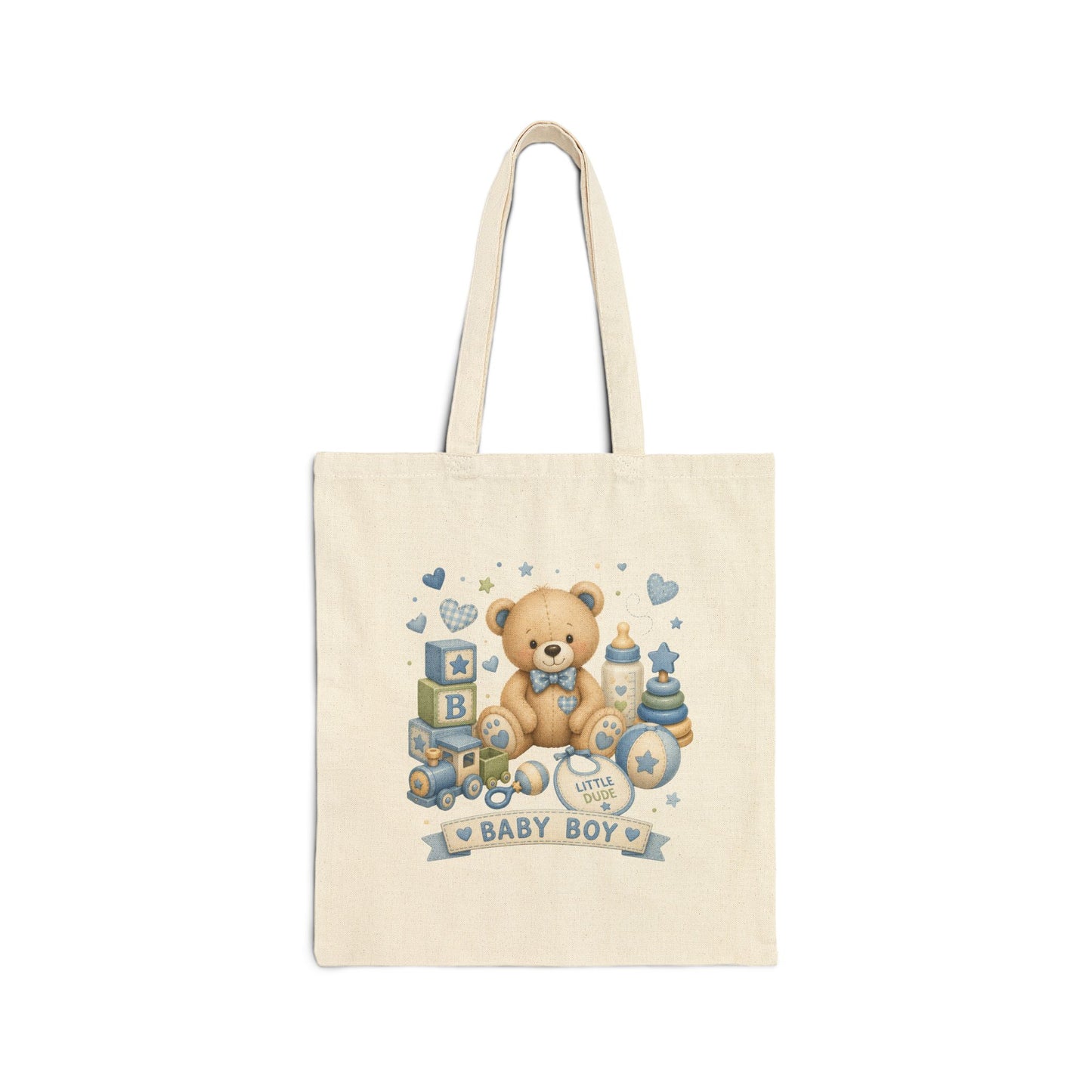 Baby Boy Teddy Tote Bag – Cute Newborn Gift Canvas Bag