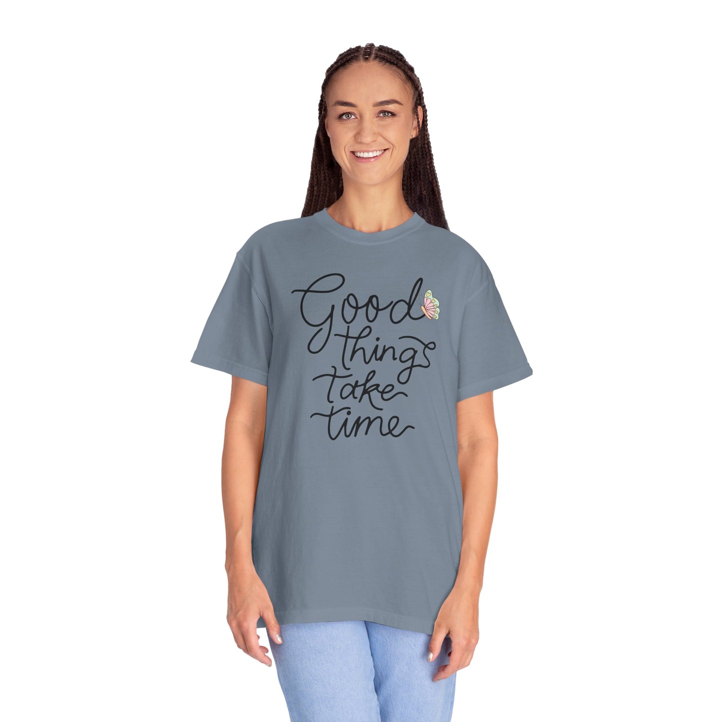 Good Things Take Time Butterfly T-shirt| Inspirational Quote| Pastel Butterfly Shirt Design