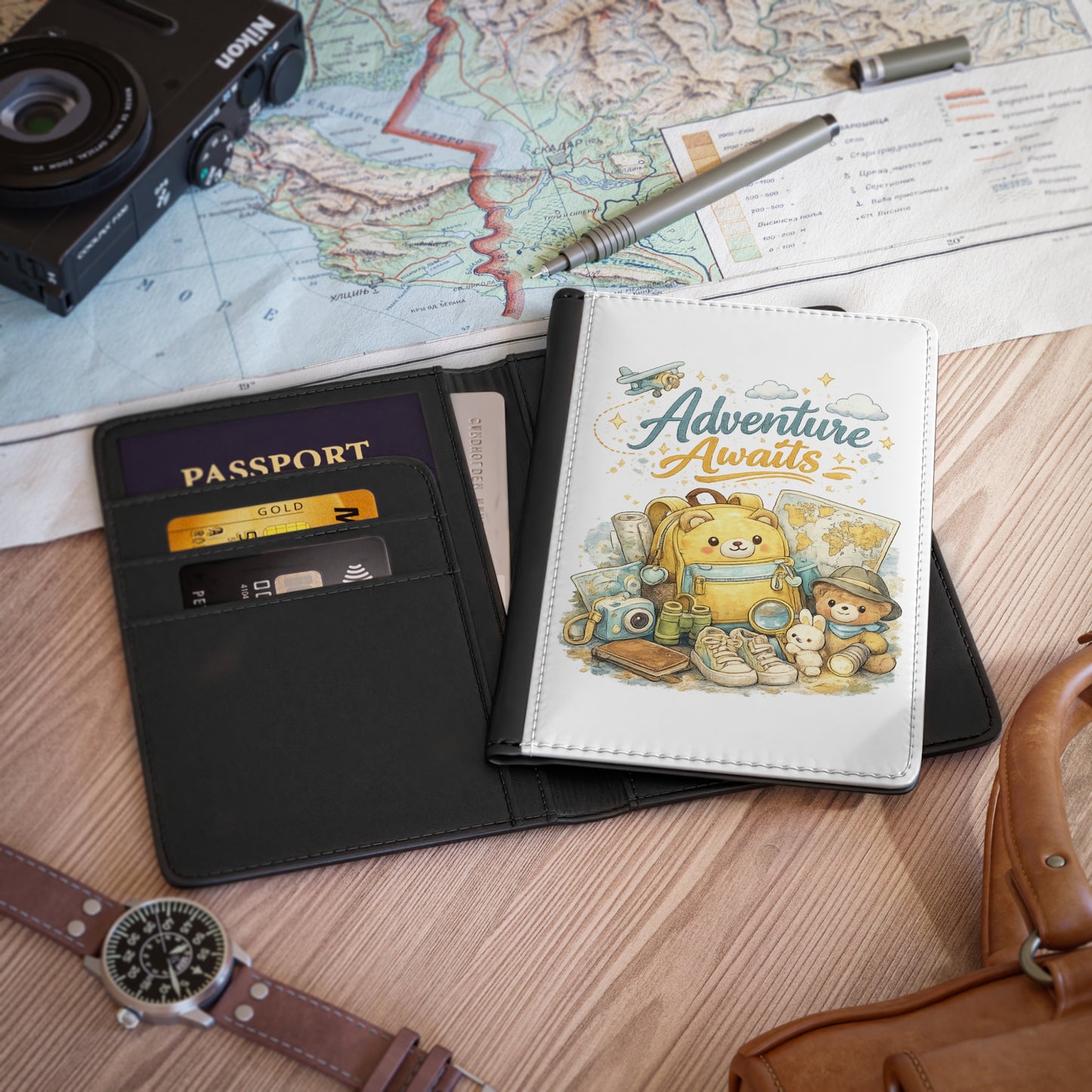 Adventure Awaits Kids Passport Holder – Cute Travel Passport Cover for Children