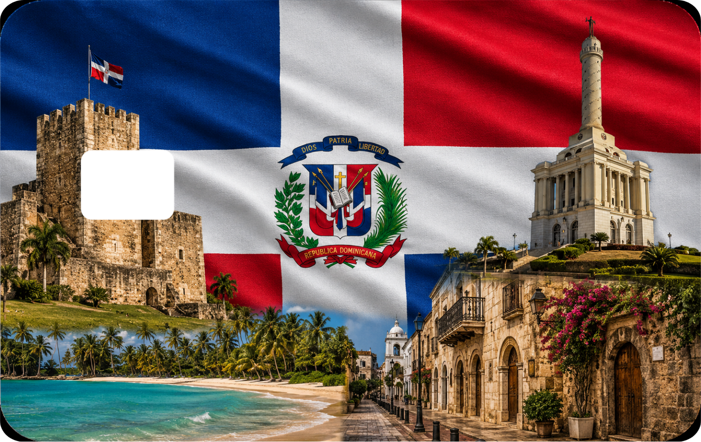 Dominican Republic Design Debit Card Decal Skins, QTY 2 Decals same design