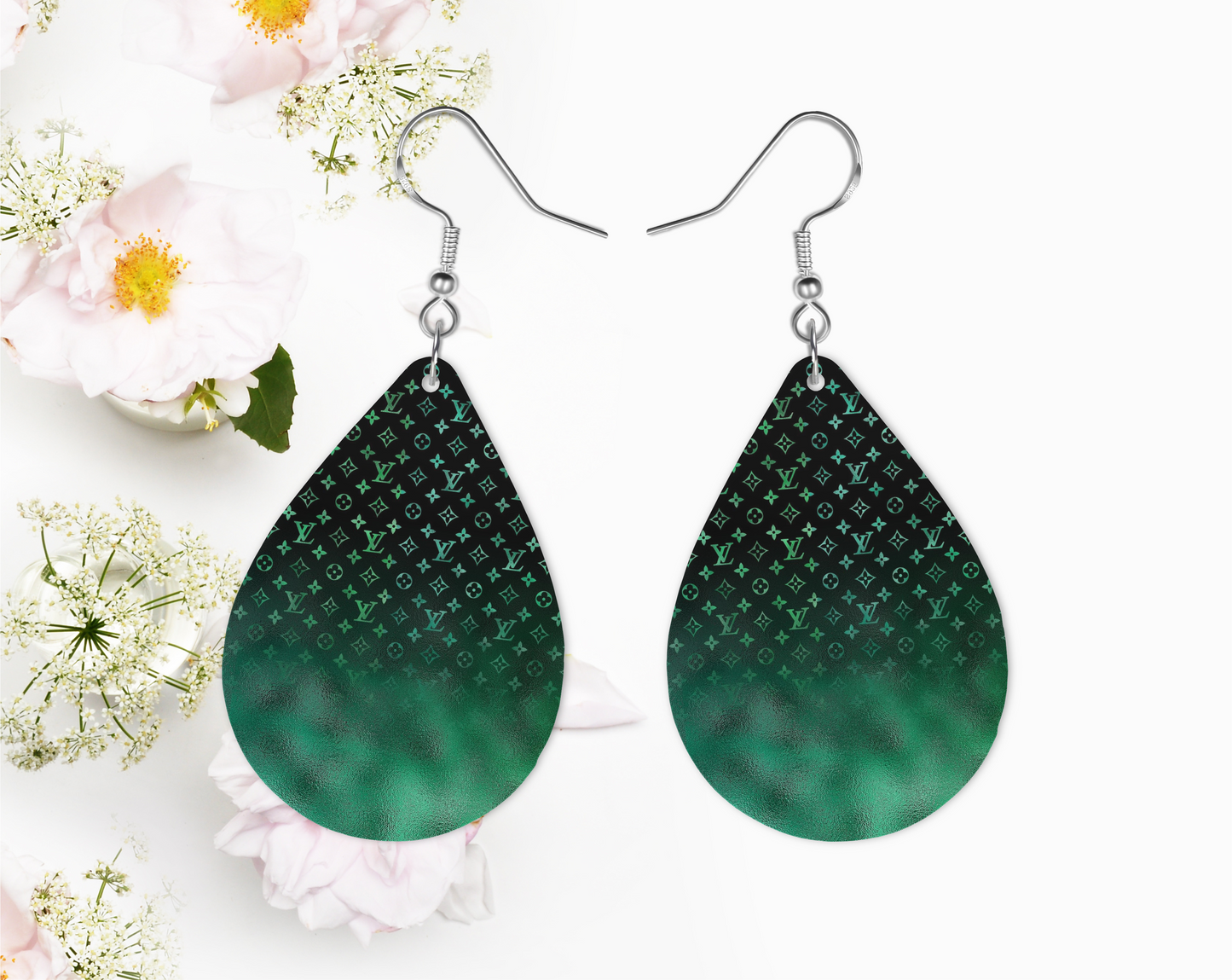 Cloudy Green Earrings, Fashion Design Teardrop Earrings