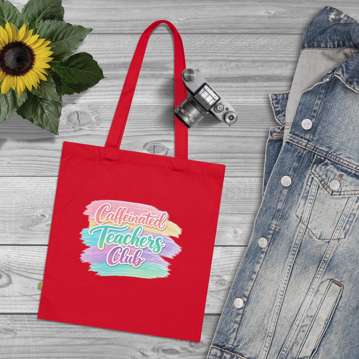 Caffeinated Teachers Club Tote Bag — Organic Cotton Teacher Gift