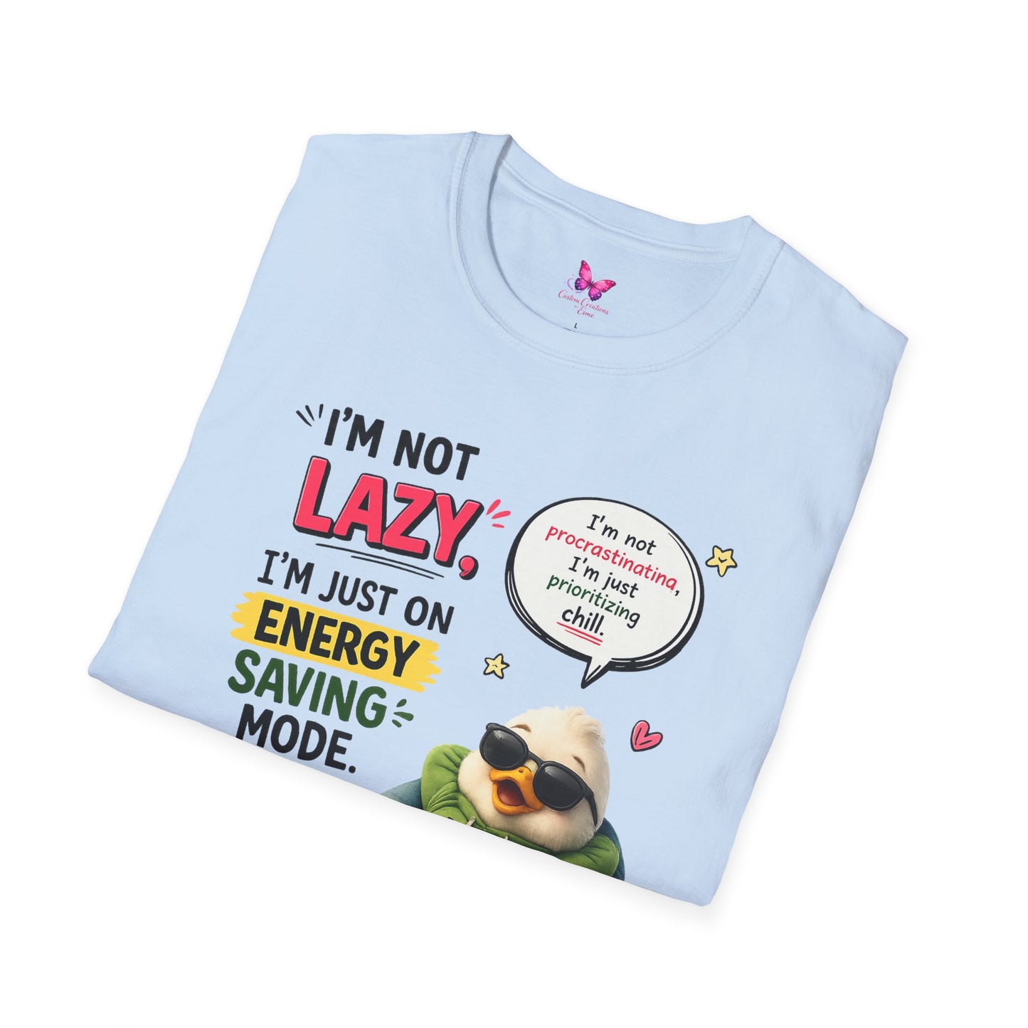 Funny Lazy Duck Energy Saving Mode T-Shirt – Trending Cartoon Meme Graphic Tee