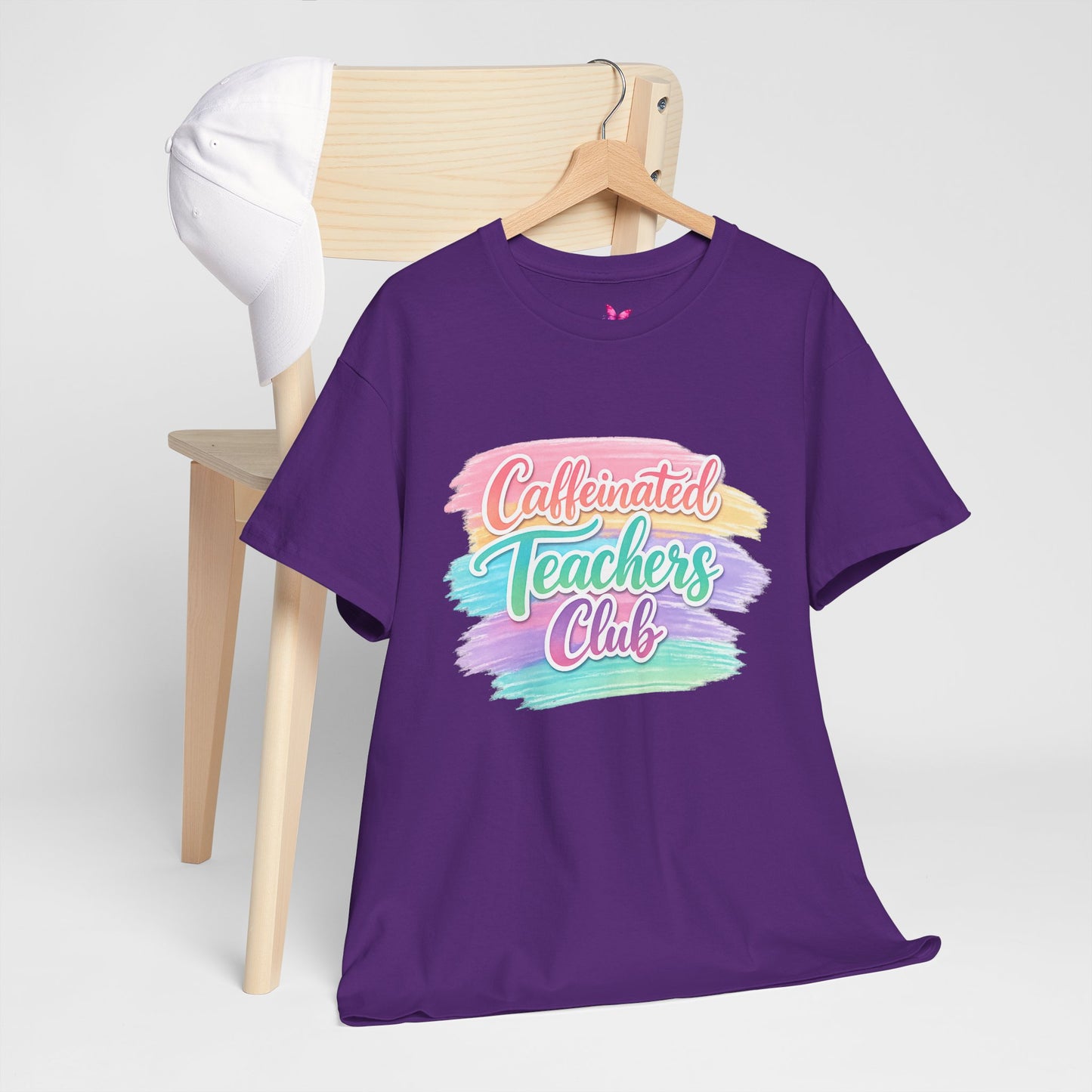 Caffeinated Teachers Club T-Shirt — Colorful Brushstroke Teacher Tee