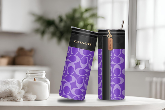 Luxury Purple Bag Designs Tumbler, 20 oz skinny tumbler, custom tumbler, drinkware