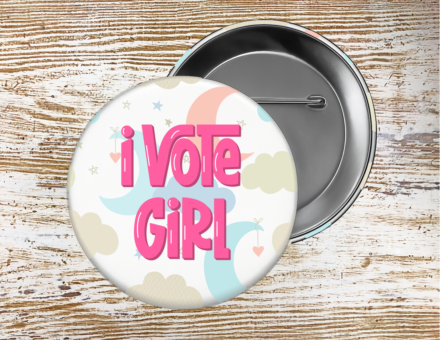 Boy or Girl Gender Reveal Baby Shower, Pin Buttons, size 2.25 inch