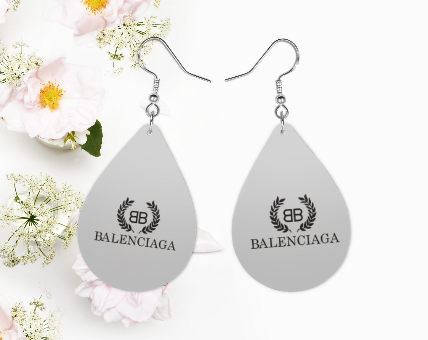 B Light Grey Earrings, Fashion Design Teardrop Earrings